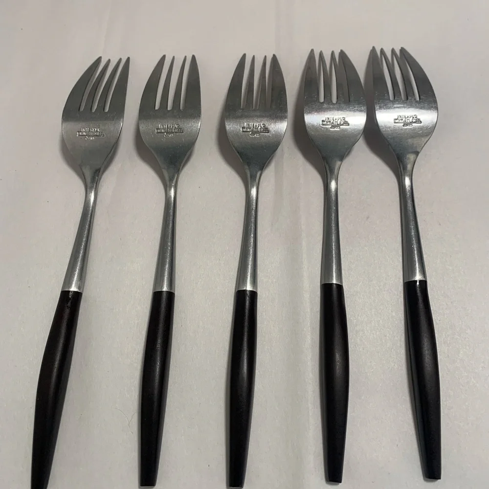VTG Flatware INR2 by Interpur 8” Dinner Fork, Stainless w/Brown Handle, Set of 5